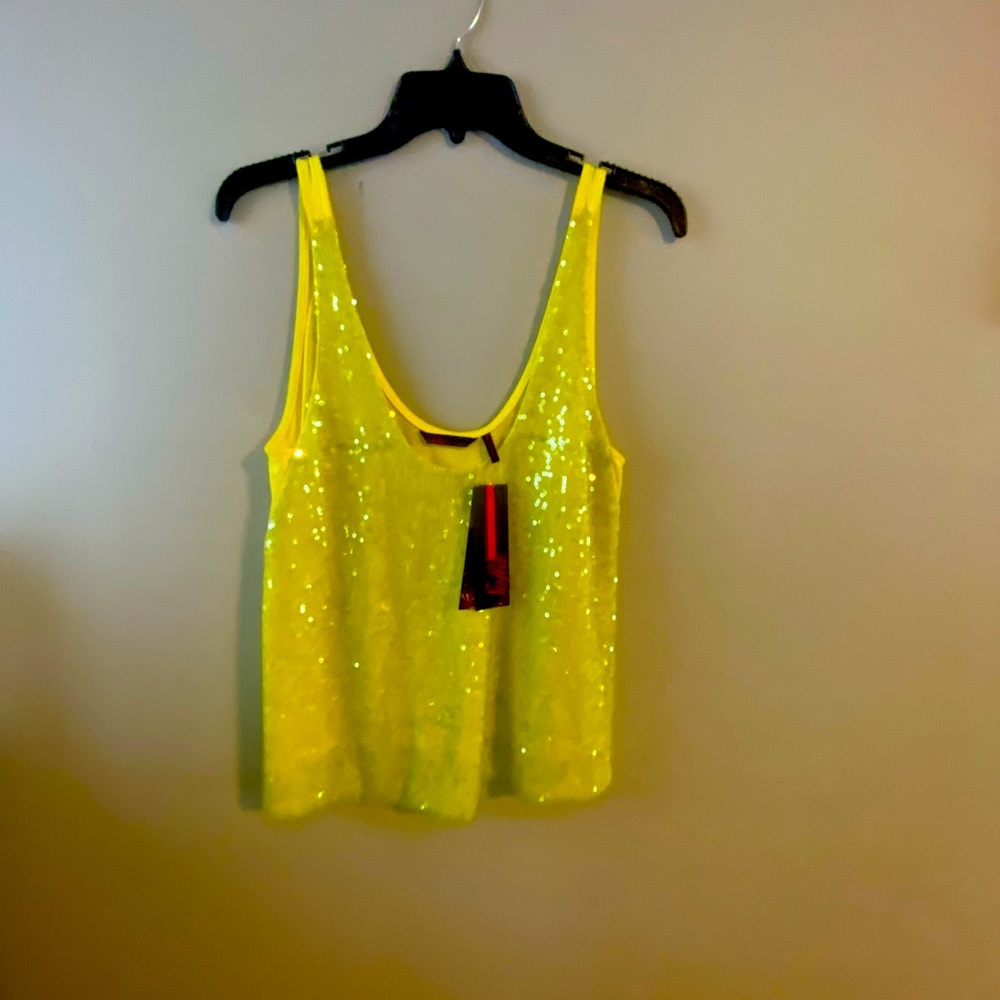 Lemon yellow tank with sequins